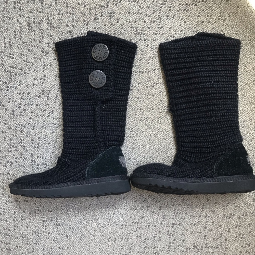 UGG Kids Black Knit Button Boot